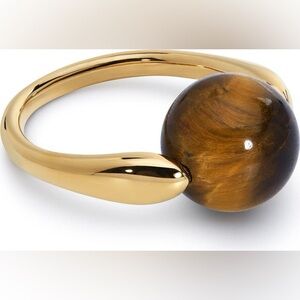 Monica Vinader x Kate Young Tiger’s Eye Spinner Ring 18ct Gold Vermeil Size 6.5